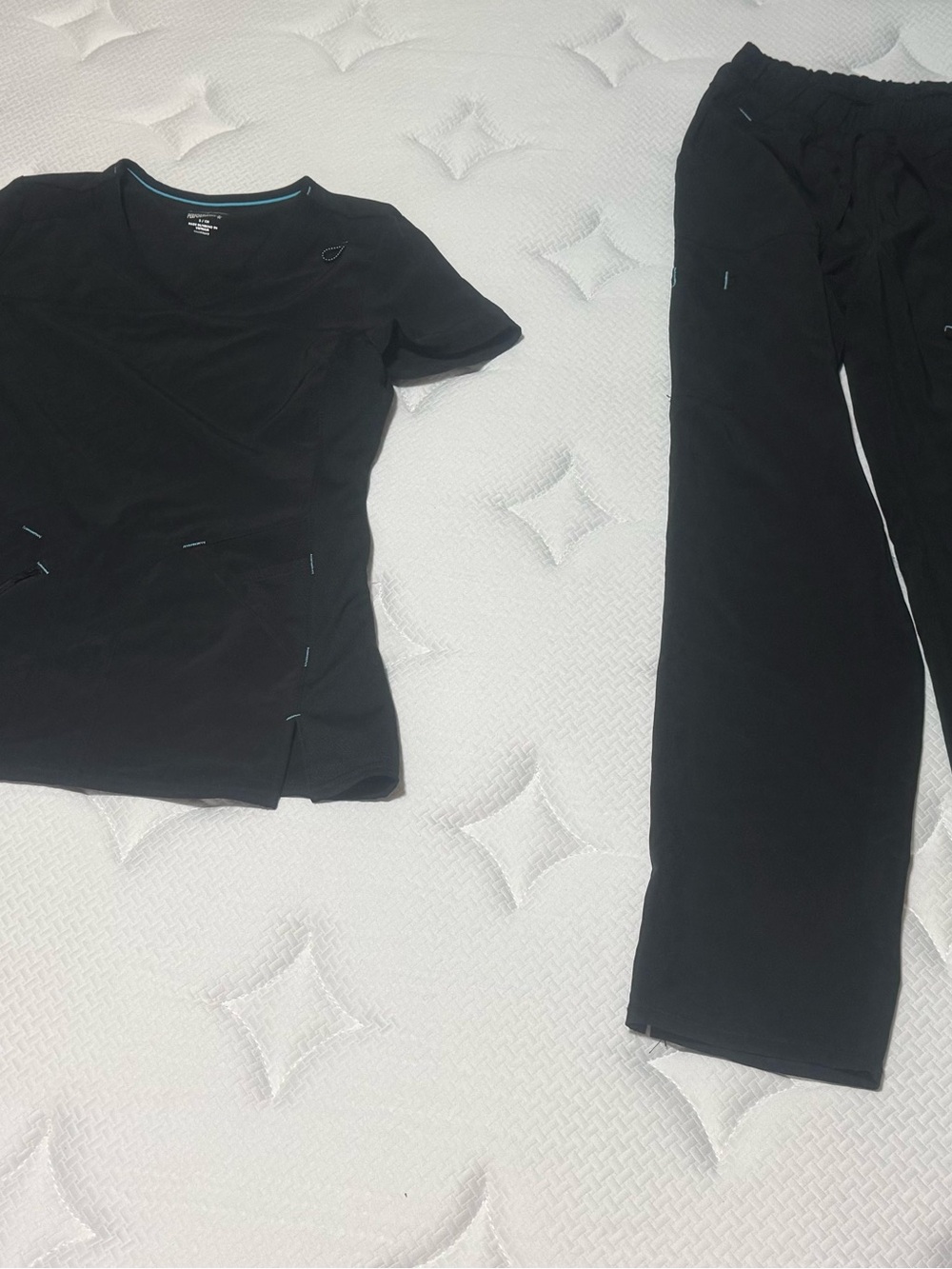 Scrubstar Black Performance Scrub Top with Teal Accent